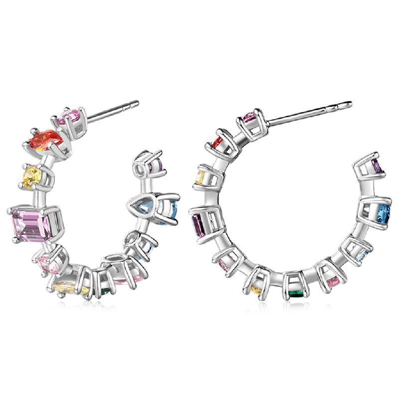 Mixed Cuts & Multicolored Hoop Earrings