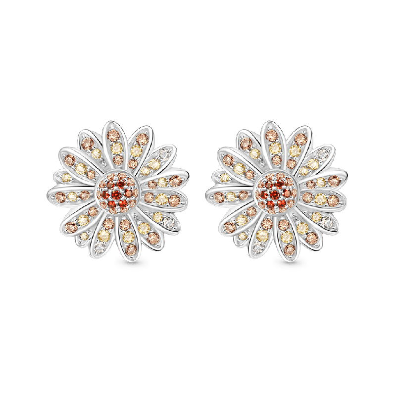 Yellow Citrine Daisy Stud Earrings