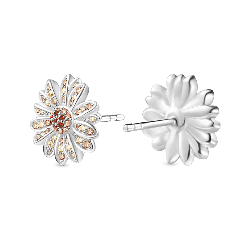 Yellow Citrine Daisy Stud Earrings