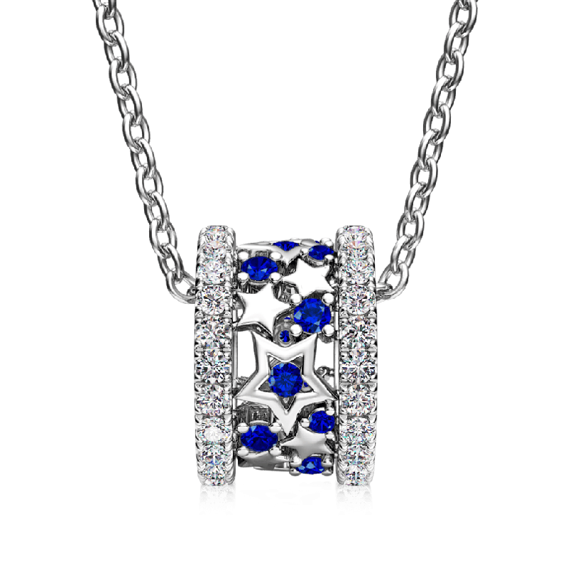 Blue Starry Drum Necklace