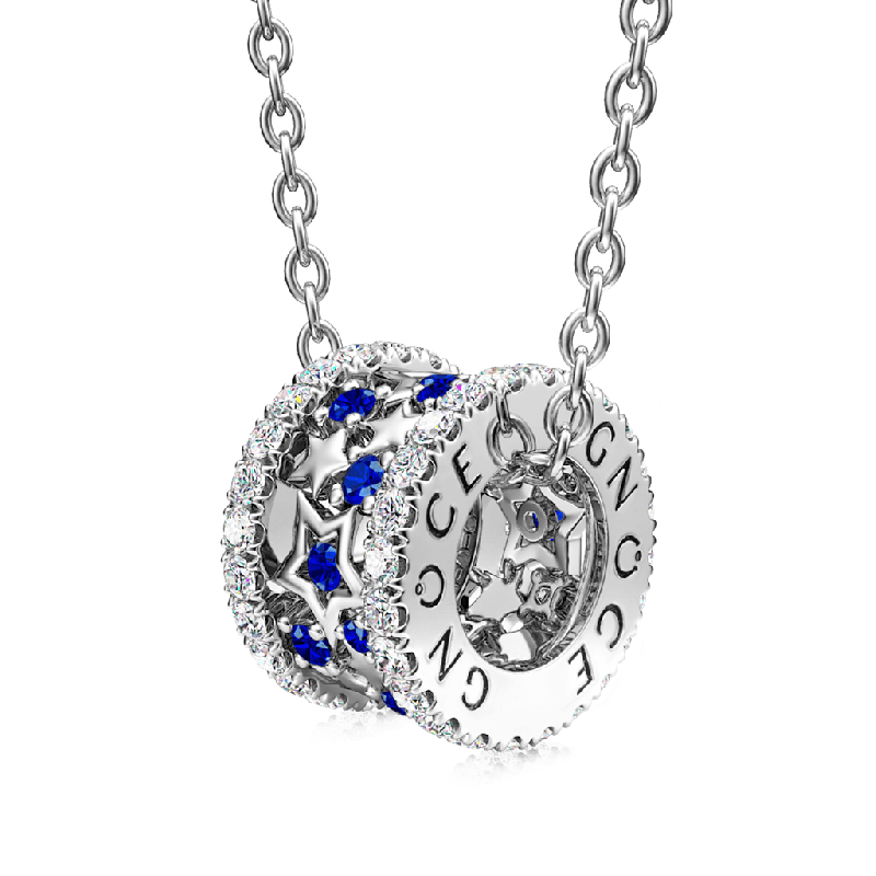 Blue Starry Drum Necklace