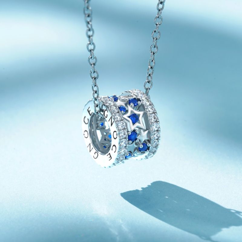 Blue Starry Drum Necklace