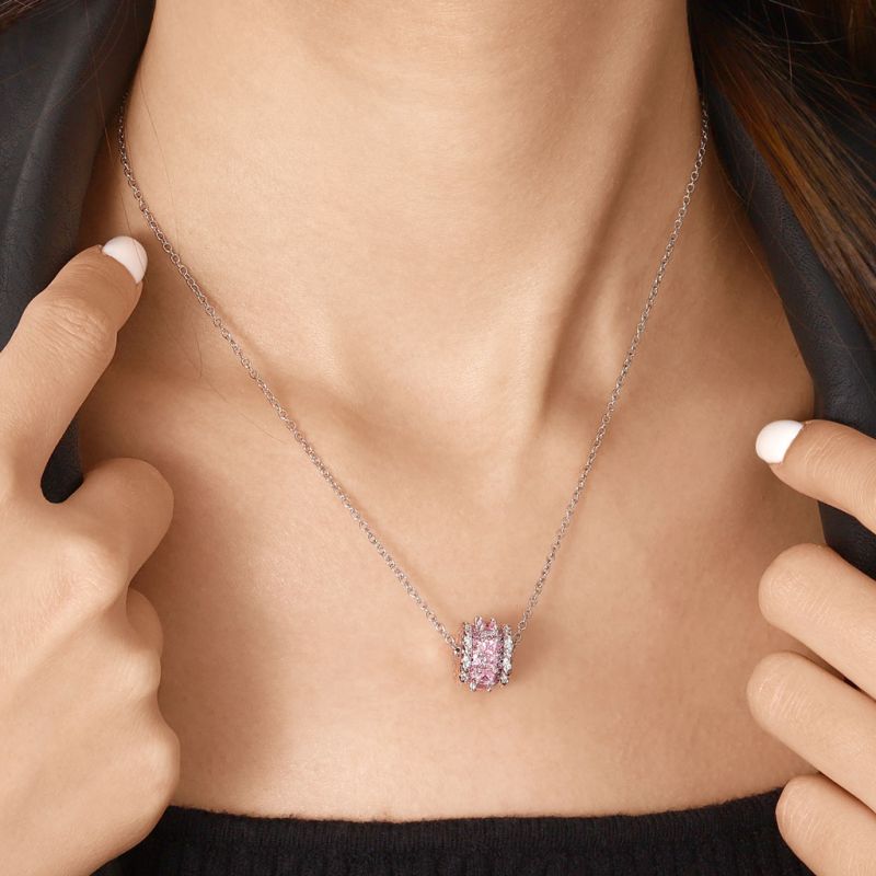 Pink Stones Twisted Rope Drum Necklace