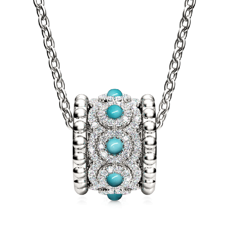 Turquoise Halo Drum Pendant Necklace