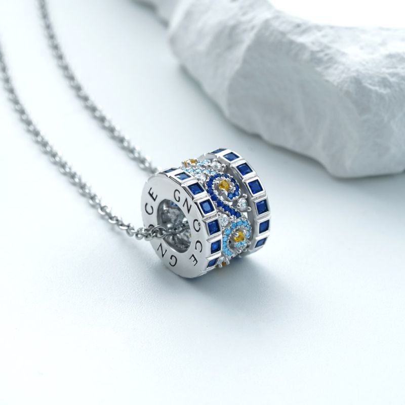 Starry Night Drum Pendant Necklace