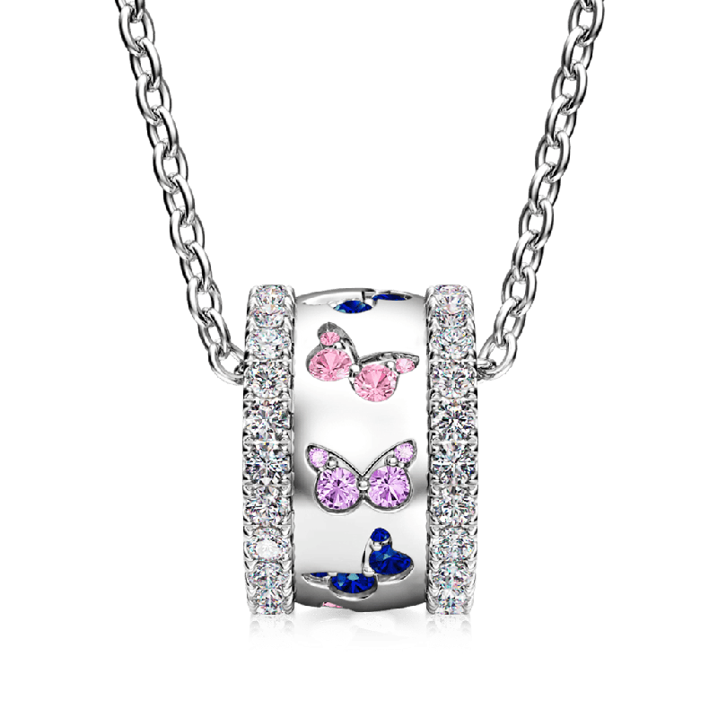 Lovely Butterflies Drum Necklace
