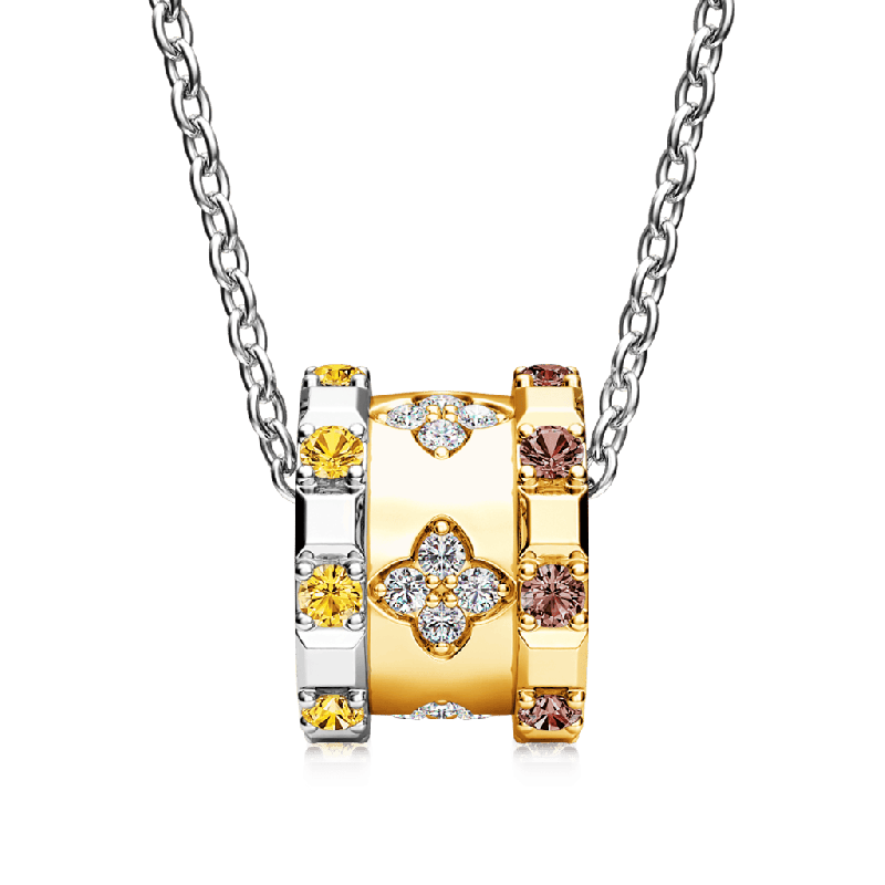 Lucky Four-leaf Clover Drum Necklace