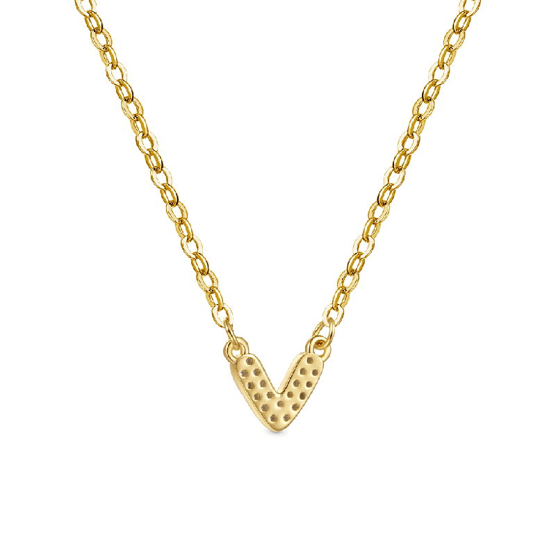 18K Gold Plated V CZ Necklace
