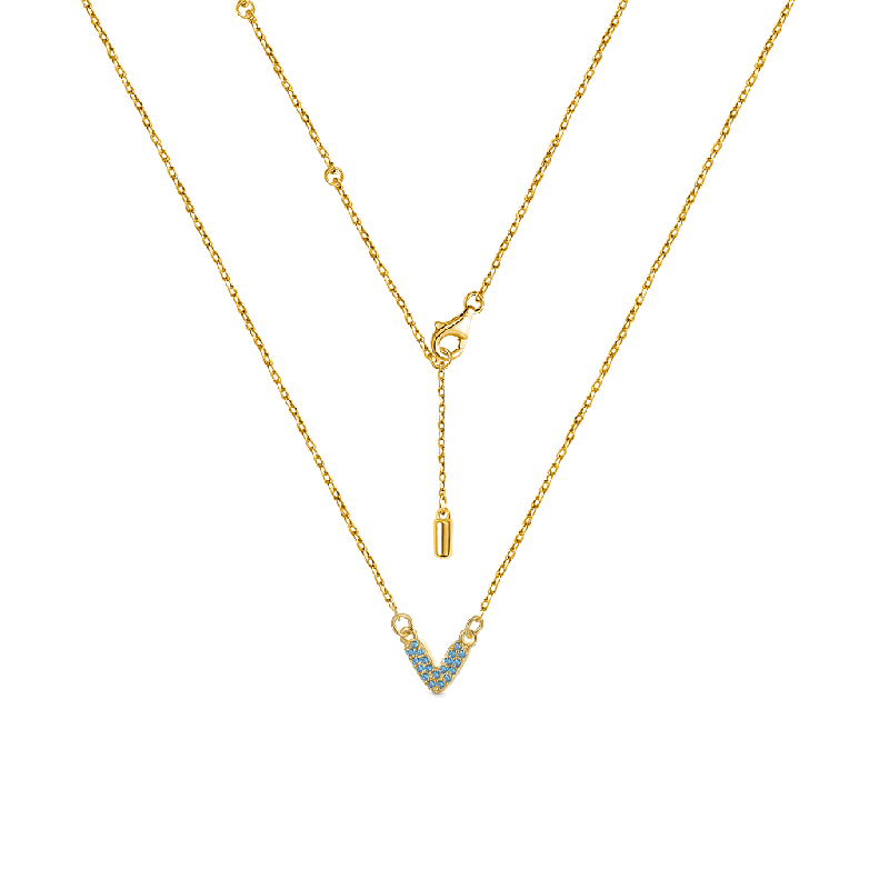 18K Gold Plated V CZ Necklace