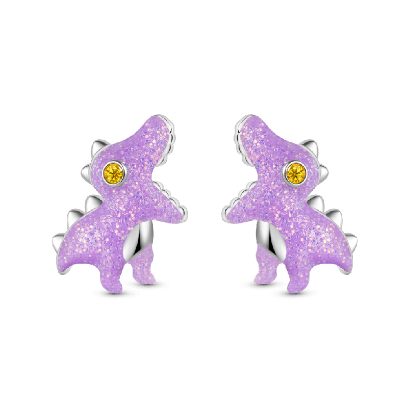 Purple Tyrannosaurus Dinosaur Stud Earrings