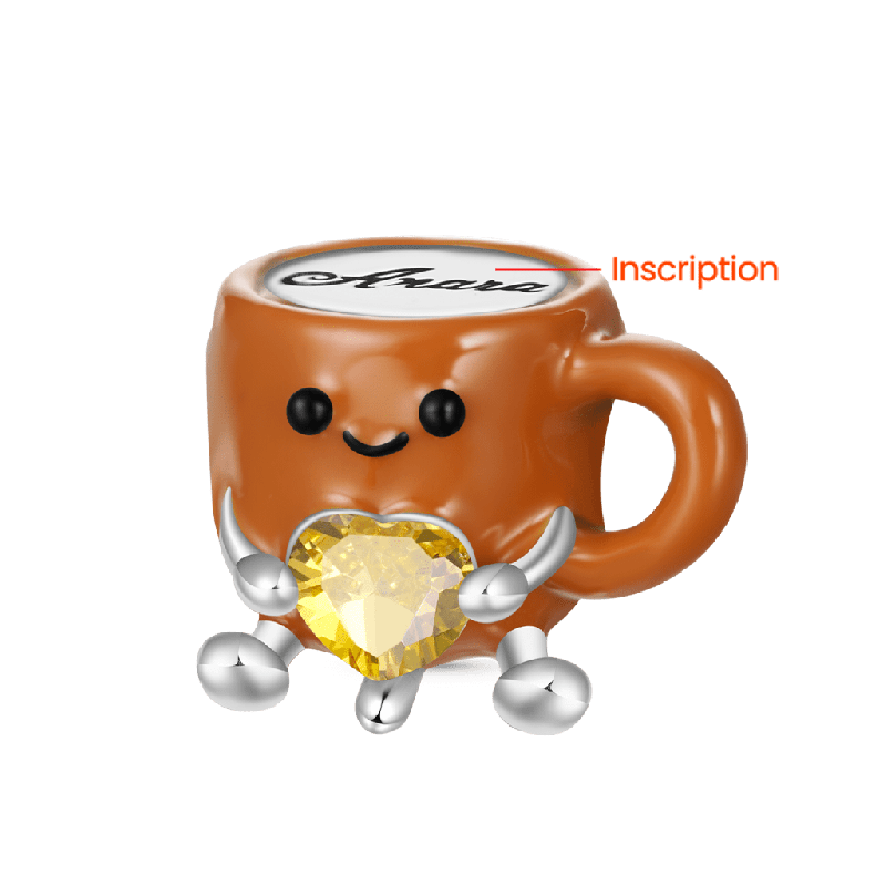 Coffee Cup Embraces Love Charm