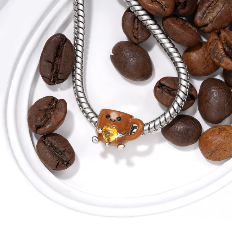 Coffee Cup Embraces Love Charm