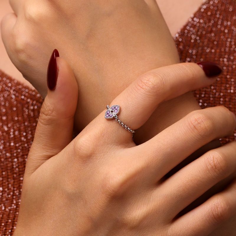 Adjustable Chain Initial Love Ring