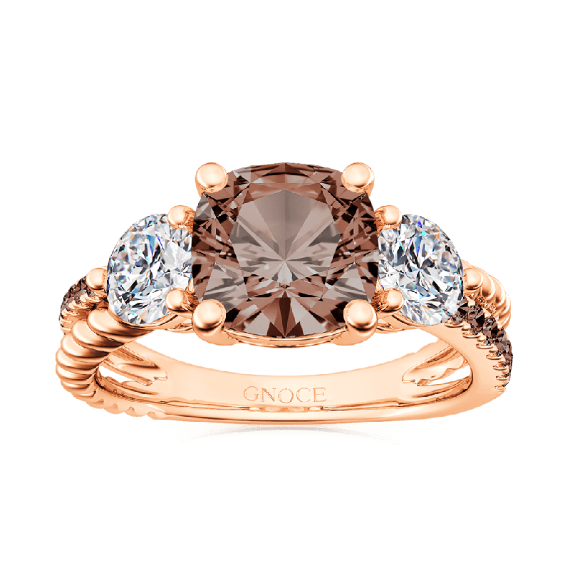 Brown Split Shank Three-stone Ring
