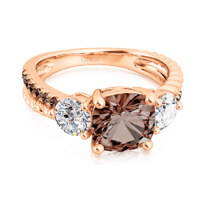 Brown Split Shank Three-stone Ring