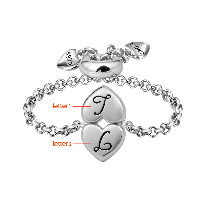 Adjustable Chain Initial Love Ring