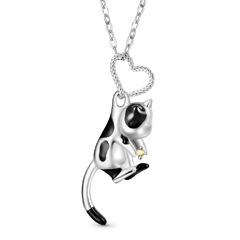 Cow Cat Heart Necklace