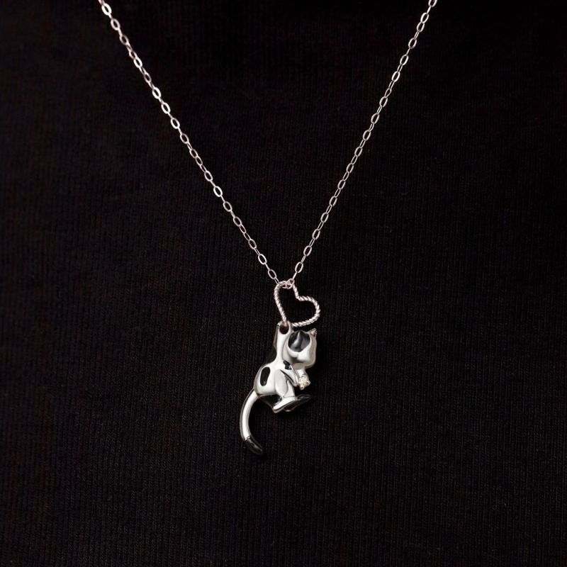 Cow Cat Heart Necklace