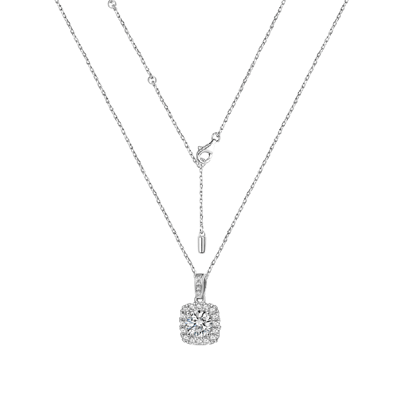 Cushion Halo VVS Moissanite Necklace