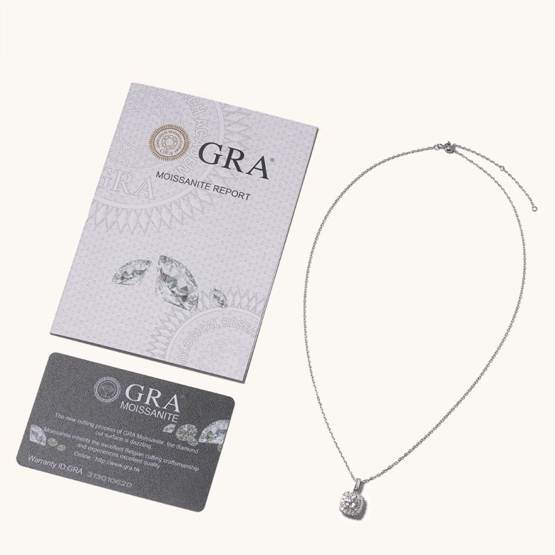 Cushion Halo VVS Moissanite Necklace