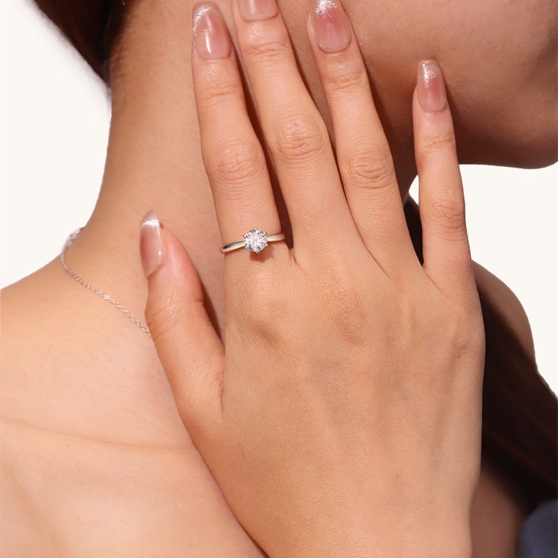 Classic 0.5CT Halo Moissanite Ring