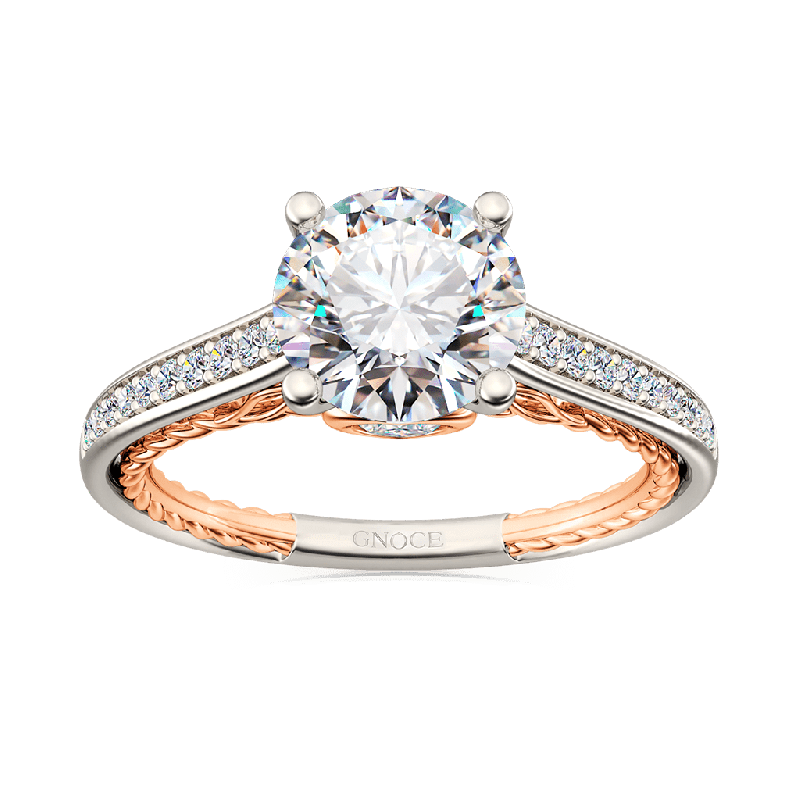 Round Cut Cathedral Engagement Ring