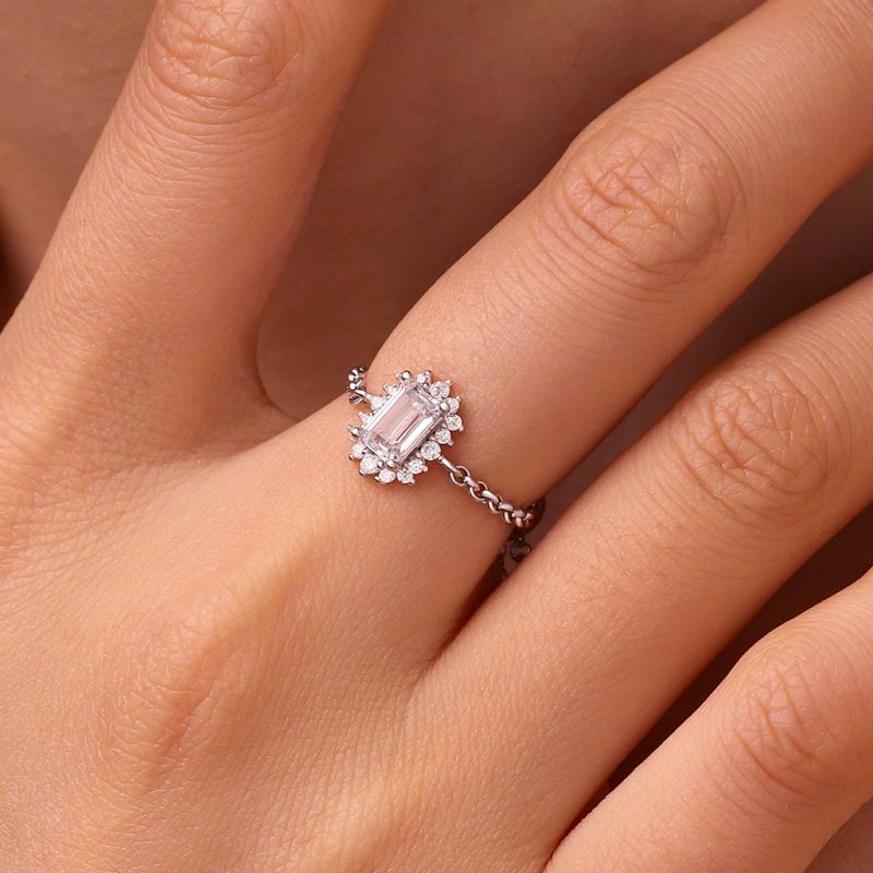Rectangular Cut Diamond Chain Ring