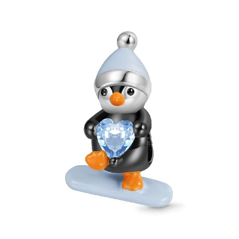 Penguin Snowboarding Charm