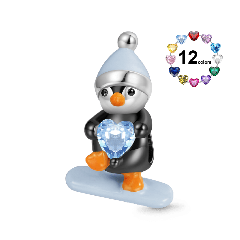 Penguin Snowboarding Charm