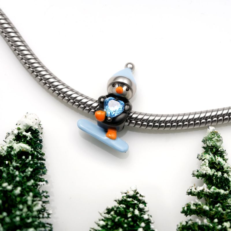 Penguin Snowboarding Charm