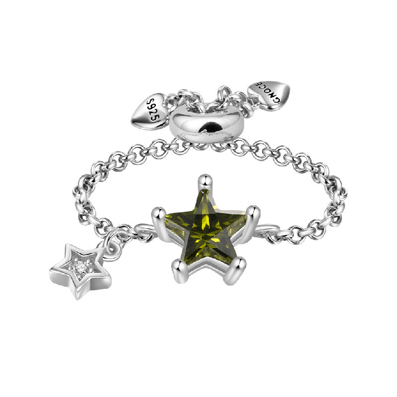 Olive Yellow Star Chain Ring