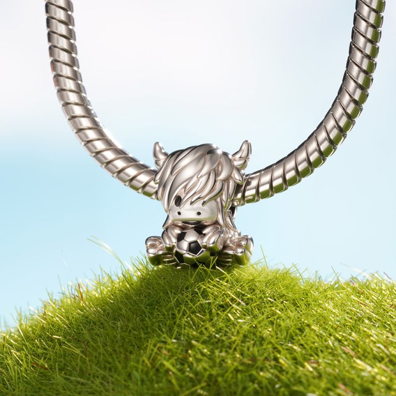 Football Highland Cow Charm