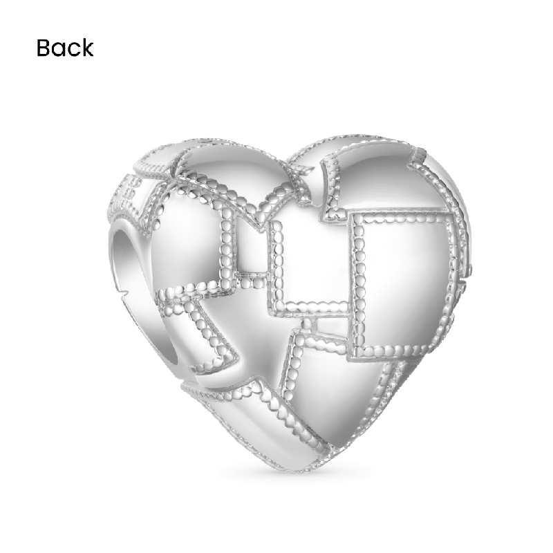 Metallic Silver Texture Heart Charm