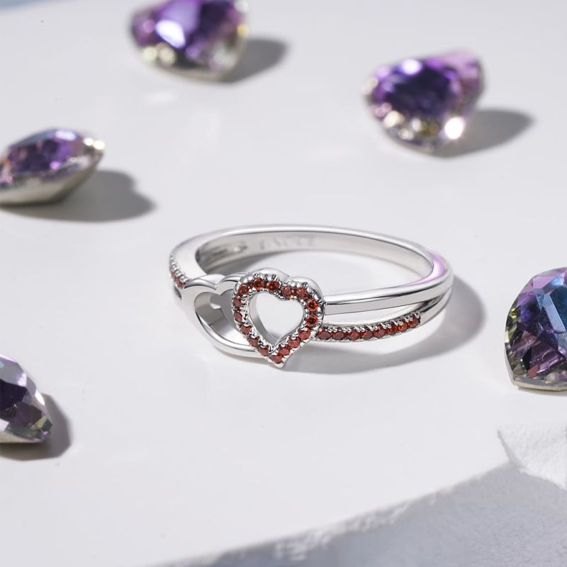 Two Hearts CZ Band Ring