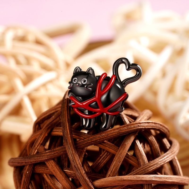 Black Cat with Love Charm