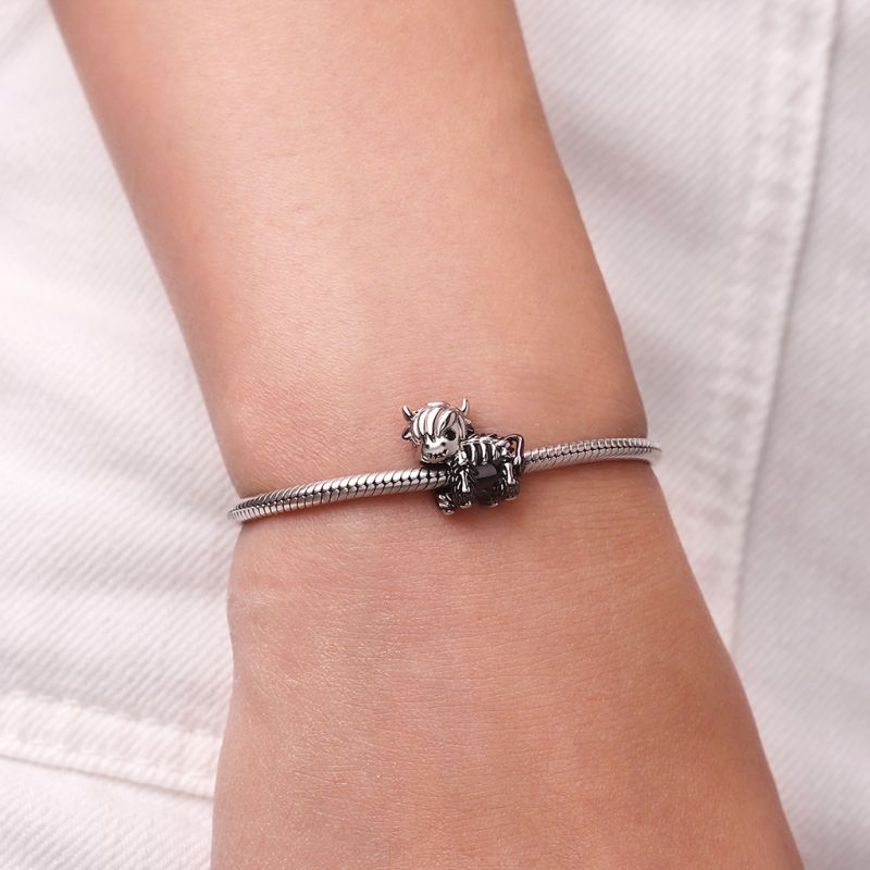 Skeleton Highland Cow Charm