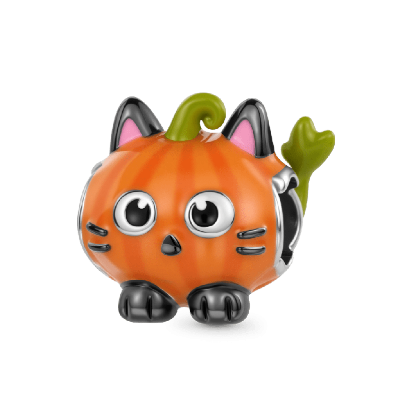 Pumpkin Black Cat Charm