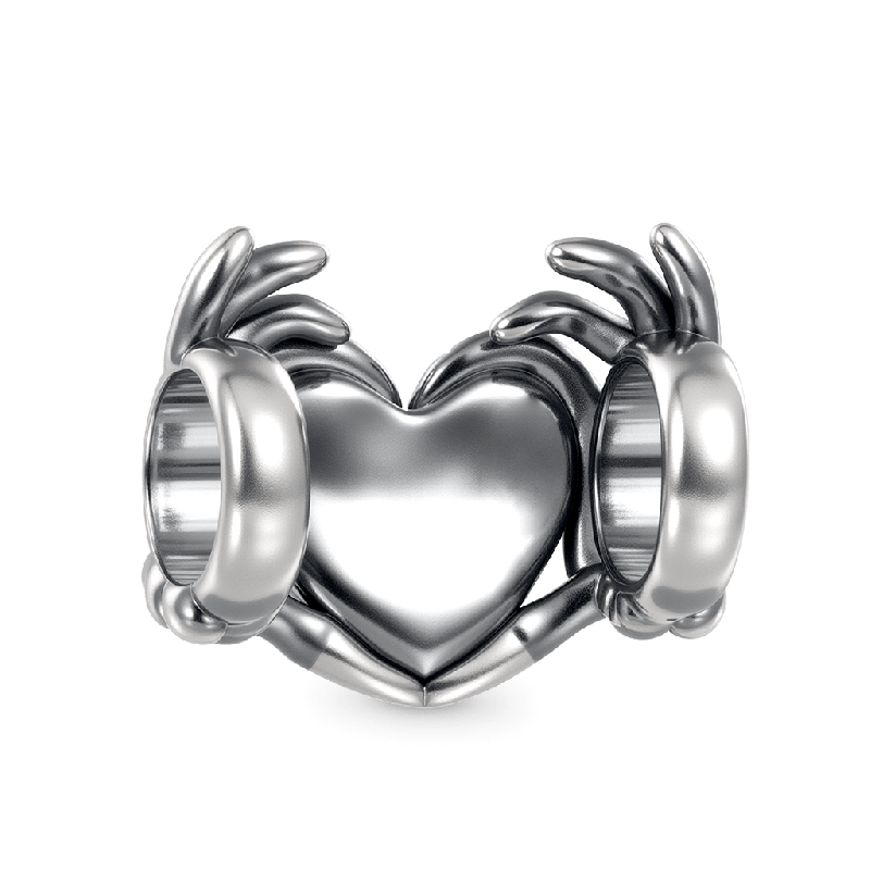 Skull Hand Heart Letter Charm