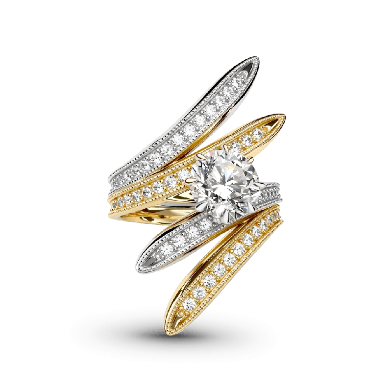 Two-Tone Intertwined Round-Cut Ring