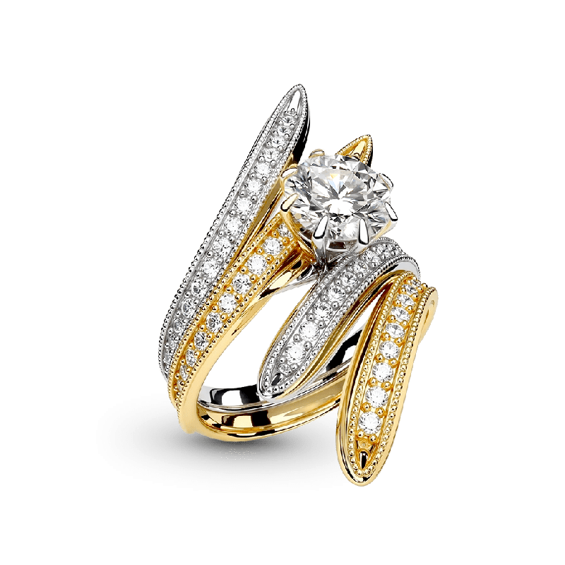 Two-Tone Intertwined Round-Cut Ring