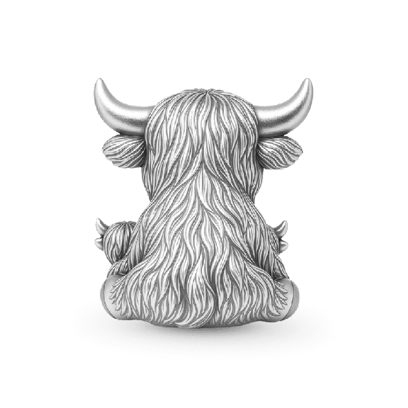 Highland Cow with Three Babies Charm