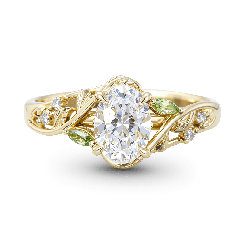 Leafy Oval-Cut Ring