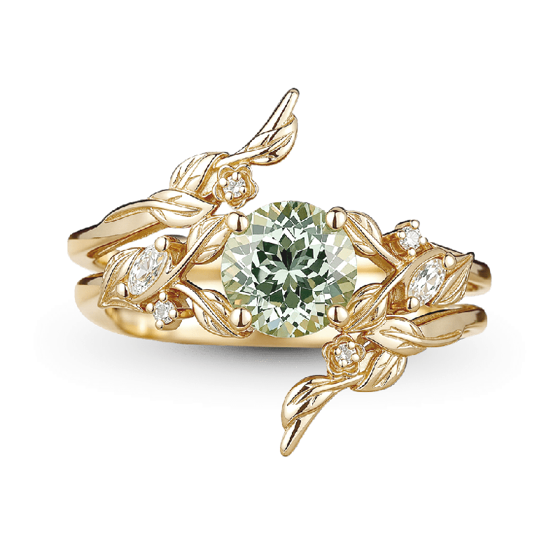Round-Cut Engagement Ring Set