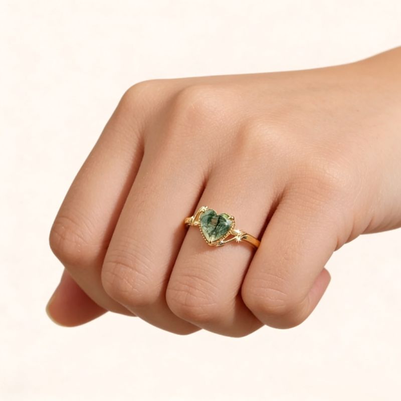 Agate Heart-cut Promise Ring