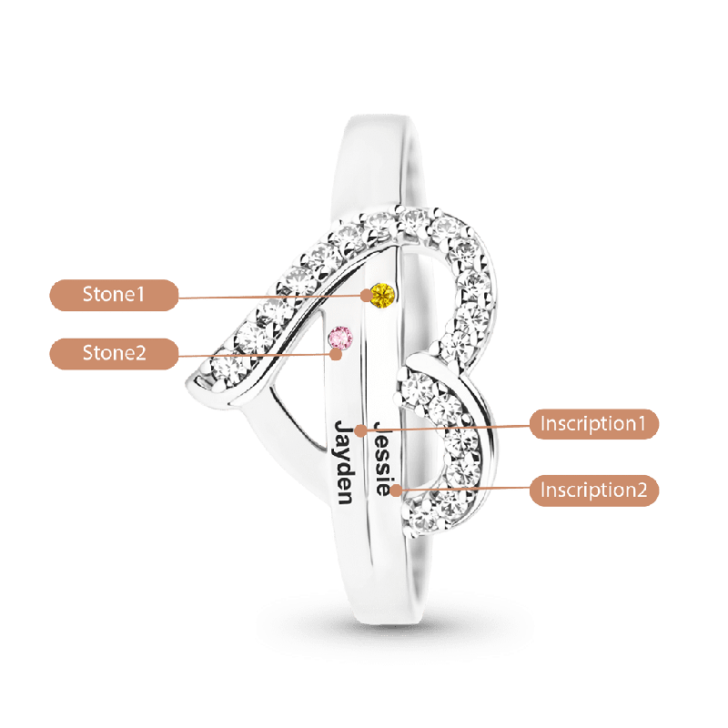 Personalized Birthstone Heart Ring