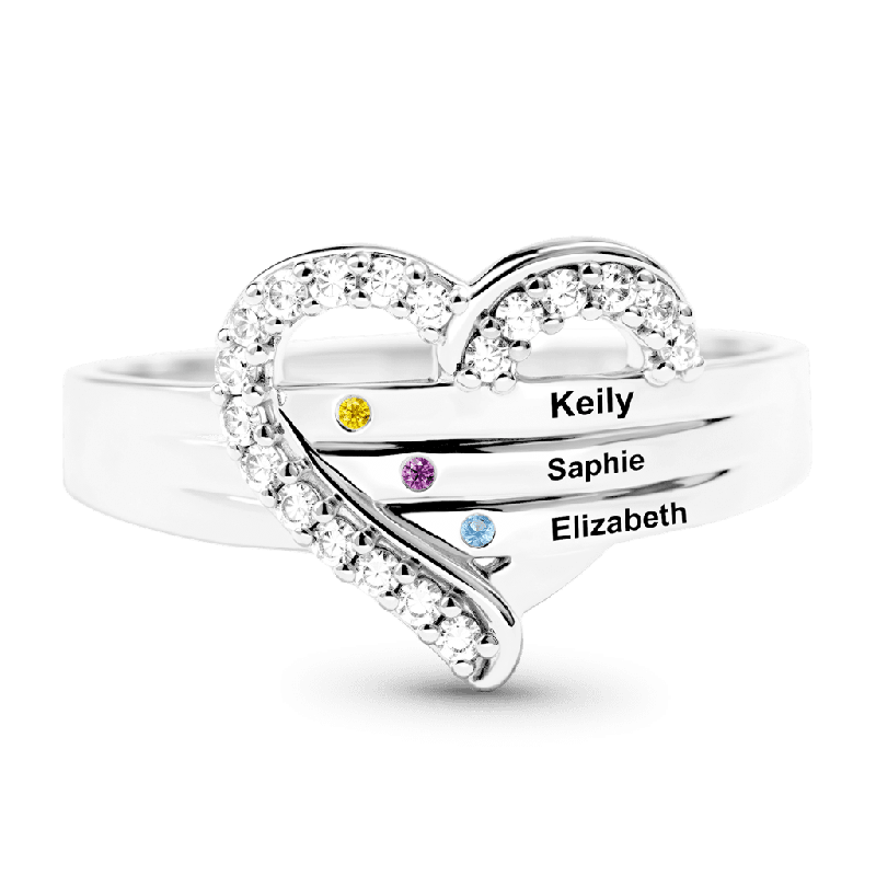 Personalized Birthstone Heart Ring