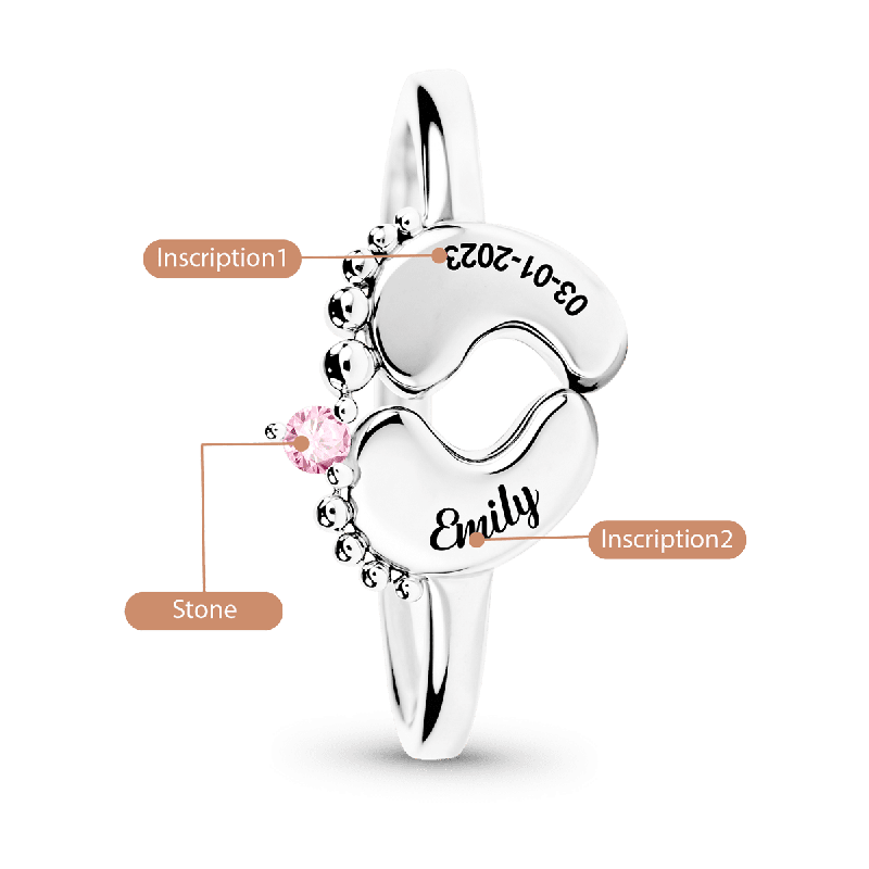 Baby Footprint Name Ring