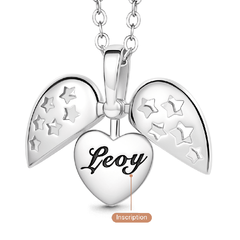Star Wings Heart Locket Necklace