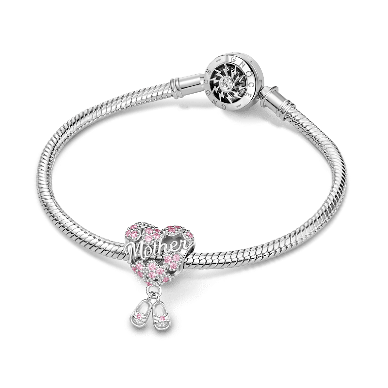 Mother Heart with Baby Shoes Charm