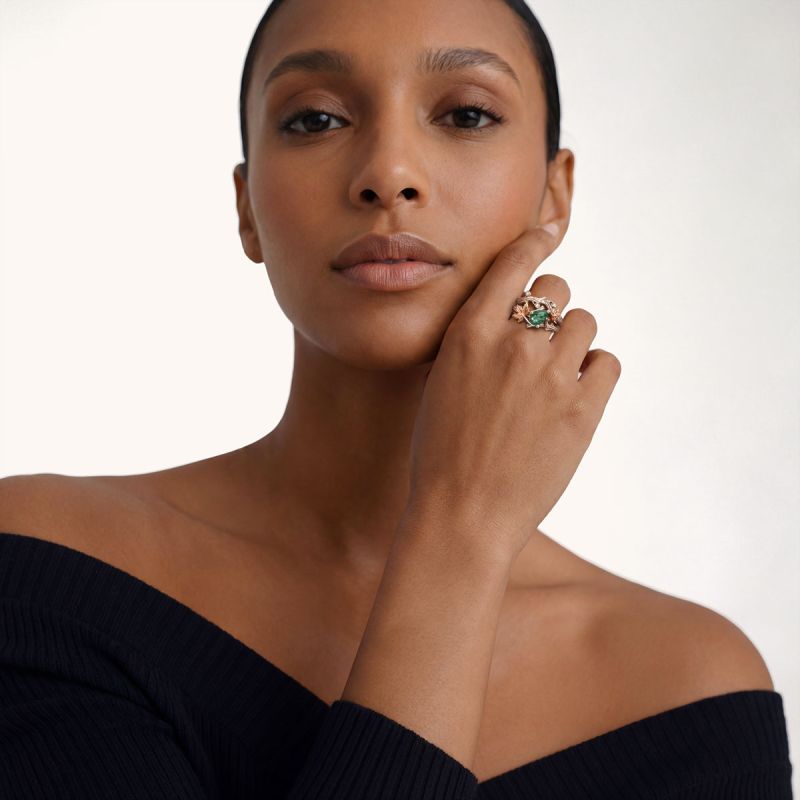 Moss Green Pear-Cut Ring Set